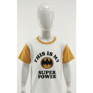 Kids white and yellow short sleeve Batman t-shirt with 'Super Power' print