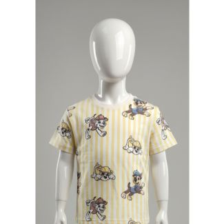 Yellow striped Paw Patrol cotton t-shirt for kids, round neck India