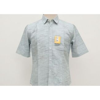 Light blue cotton shirt with a fine line pattern and short sleeves