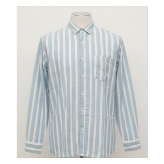 Light blue and white vertical stripe cotton men's shirt
