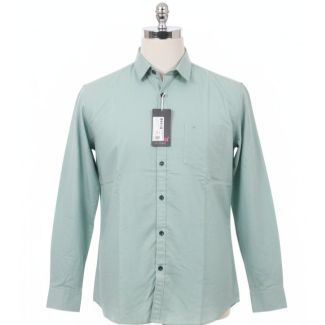 Light green cotton full sleeve collared shirt on a mannequin