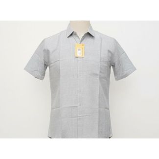 Light grey short-sleeved shirt with a classic collar and a button-down design.