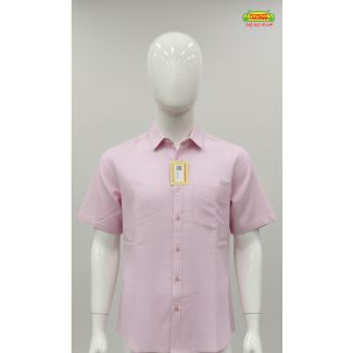 Light pink cotton short sleeve men's shirt on a mannequin