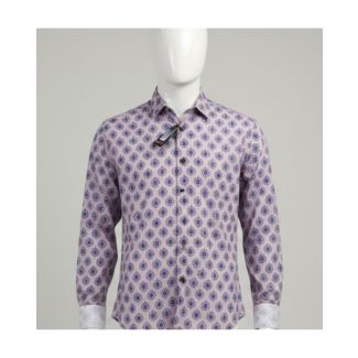 Lilac paisley print cotton men's shirt full sleeve India