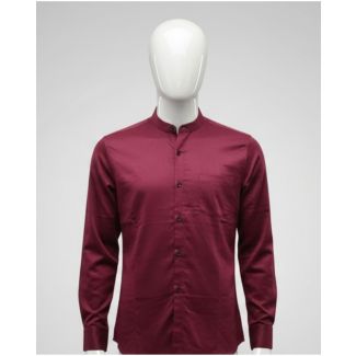 Maroon Mandarin Collar Full Sleeve Casual Shirt India
