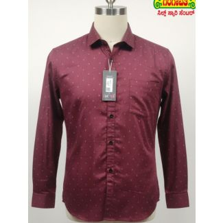 Maroon small dot print cotton shirt with full sleeves - Men's Casual Wear