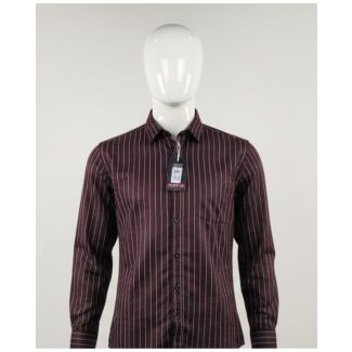 Maroon & White Striped Cotton Shirt Full Sleeve India