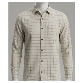 Men's Beige Checkered Casual Full Sleeve Shirt for men online India