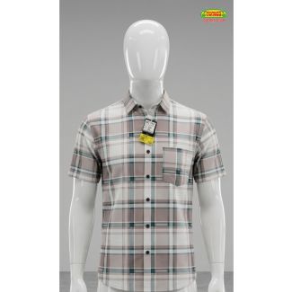 Men's Beige Checkered Casual Half Sleeve Shirt for men India