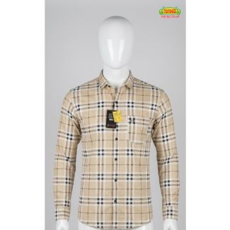Men's Beige Checkered Full Sleeve Formal Shirt for men online in India