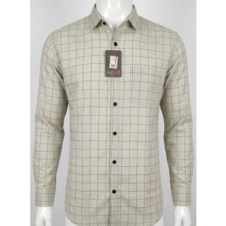 Mens Beige Checkered Slim Fit Casual Cotton Shirt for Men India
