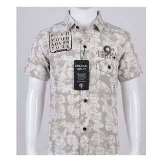 Boys beige floral printed cotton shirt with full sleeves for kids in India