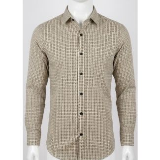 Men's Beige Geometric Print Casual Full Sleeve Shirt for Men India