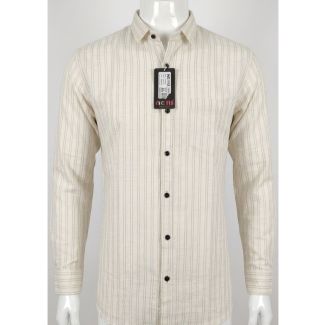 Men's Beige Printed Slim Fit Cotton Shirt for casual wear in India