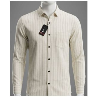 Men's Beige Striped Casual Full Sleeve Shirt for Men Online India