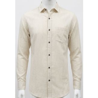 Mens Beige Striped Cotton Slim Fit Casual Shirt for men in India