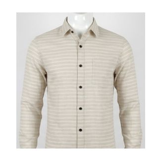 Mens Beige Striped Cotton Slim Fit Casual Shirt for Men India