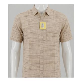 Mens beige textured cotton half sleeve casual shirt for men online India
