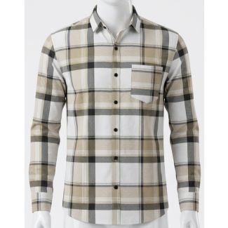 Men's Beige White Checkered Full Sleeve Casual Shirt for Men Online India