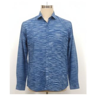 Men's blue textured cotton full sleeve shirt - Gangavathi Exports