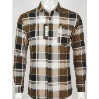 Mens Brown Black White Plaid Slim Fit Casual Shirt for Men India