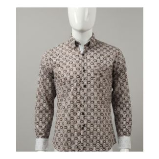 Men's Brown Sanganeri Print Cotton Slim Fit Shirt India