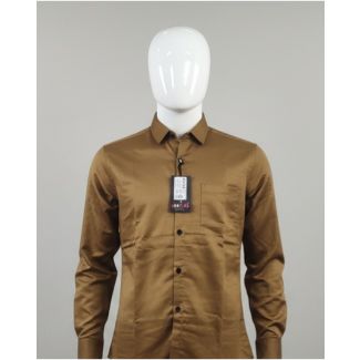 Men's brown solid cotton shirt full sleeve India