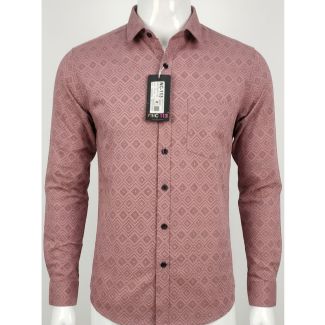 Mens Dusty Rose Geometric Printed Slim Fit Cotton Shirt India