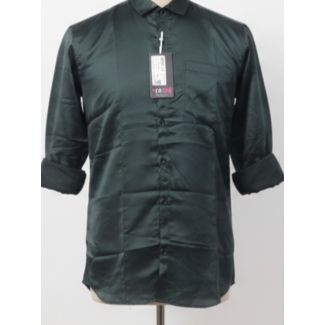 Men's forest green cotton shirt 3/4 sleeve - Gangavathi Exports