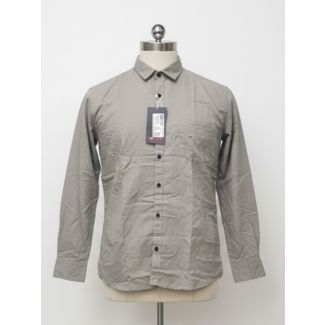 Gray solid cotton shirt with full sleeves and classic collar -  Gangavathi Exports