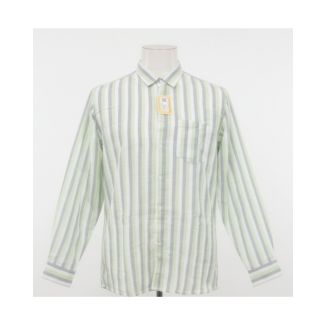 Men's green striped cotton shirt with full sleeves and a classic fit - Gangavathi Exports