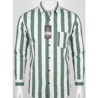Mens Green and White Printed Slim Fit Casual Shirt India