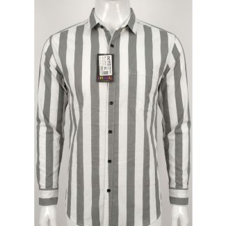 Men's Grey and White Printed Slim Fit Casual Shirt for sale in India