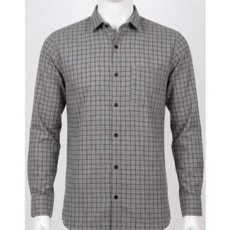Mens Grey Checkered Slim Fit Cotton Casual Shirt for men in India
