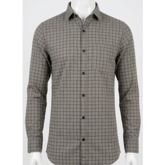 Mens Grey Checkered Cotton Slim Fit Casual Shirt for men in India