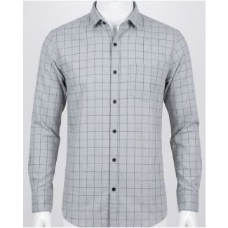 Mens Grey Checkered Slim Fit Casual Shirt for Men in India