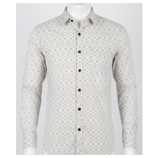 Men's Grey Geometric Print Slim Fit Casual Shirt India