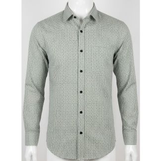 Men's Grey Geometric Printed Slim Fit Casual Shirt India