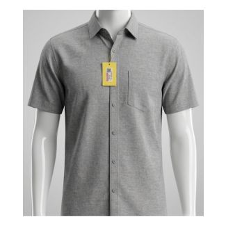 Mens grey solid cotton half sleeve casual shirt for daily wear in India