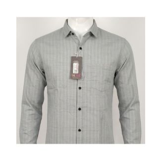 Men's Grey Striped Cotton Slim Fit Casual Shirt for stylish look in India