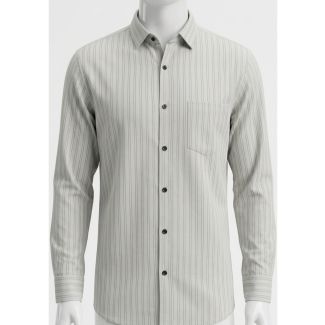 Mens Grey Striped Slim Fit Cotton Casual Shirt for men in India
