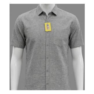 Mens grey textured cotton half sleeve shirt for daily casual wear in India