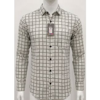 Mens Grey White Checkered Slim Fit Cotton Casual Shirt for Men India