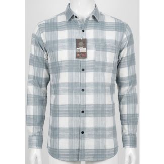 Mens Grey White Checkered Slim Fit Cotton Casual Shirt for men in India