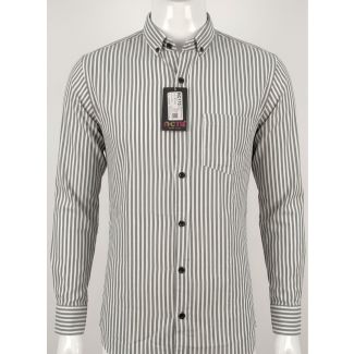 Men's Grey White Striped Casual Shirt Full Sleeve for Men in India