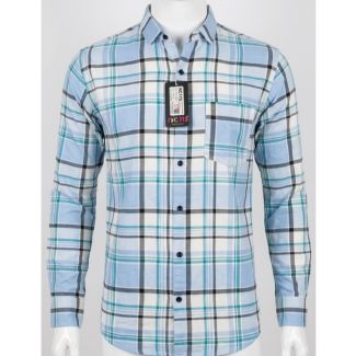 Mens Light Blue Plaid Slim Fit Cotton Casual Shirt for Men India