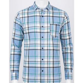 Mens Light Blue Plaid Cotton Slim Fit Casual Shirt India