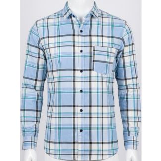 Mens Light Blue Plaid Slim Fit Full Sleeve Cotton Shirt for Men India