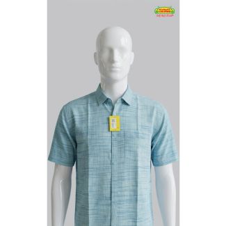 Mens light blue textured cotton casual half sleeve shirt for men in India