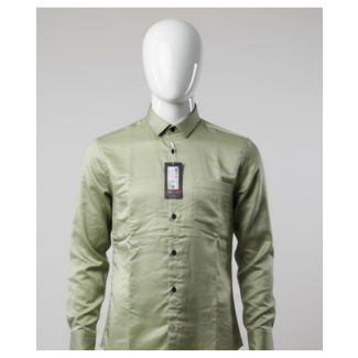 Men's light green cotton shirt with full sleeves and classic collar